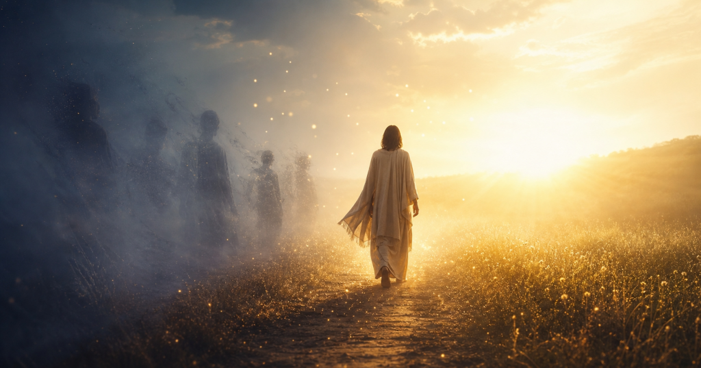 A_person_seen_from_behind_walking_forward_on_a_mi-1781689124871